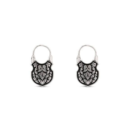 The Crest of Ophelia Earrings in blackened silver