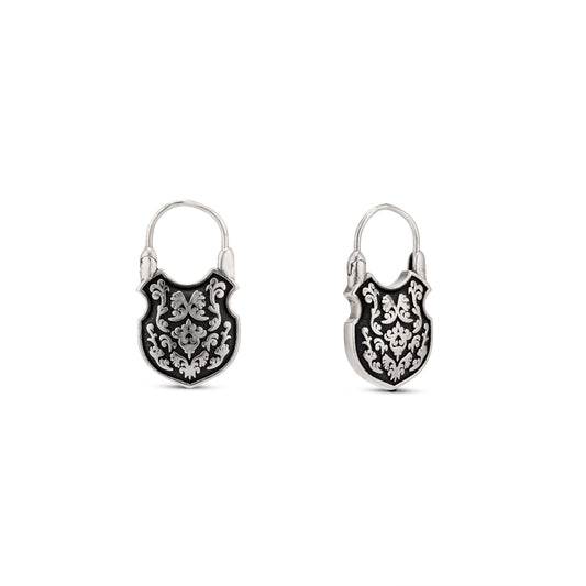 The Crest of Ophelia Earrings in blackened silver