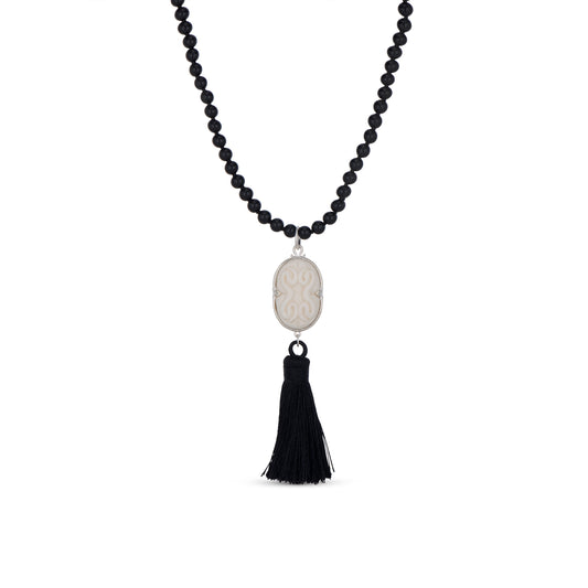 Cinched Cameo Beaded Necklace in Black Onyx