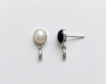Sweet Tempest Dangle Earrings in Pearl and Black Onyx