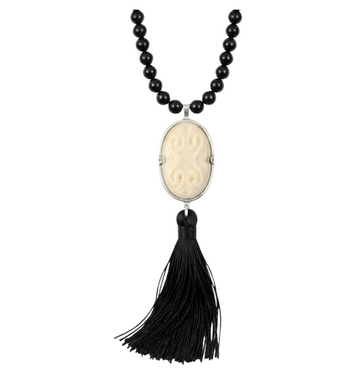 Cinched Cameo Beaded Necklace in Black Onyx