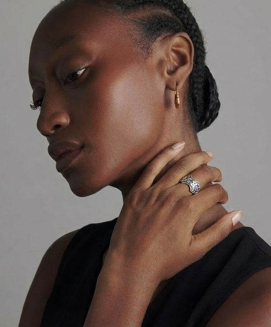 Ophelia Filigree Ring in Blacked Silver